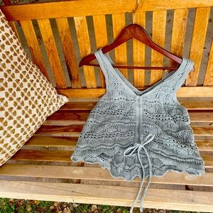Jessica Simpson Adjustable Crochet top small light blue ish green